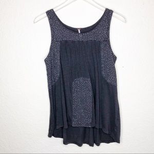 Free People | Gray Embroidered Boho Flowy Tank XS